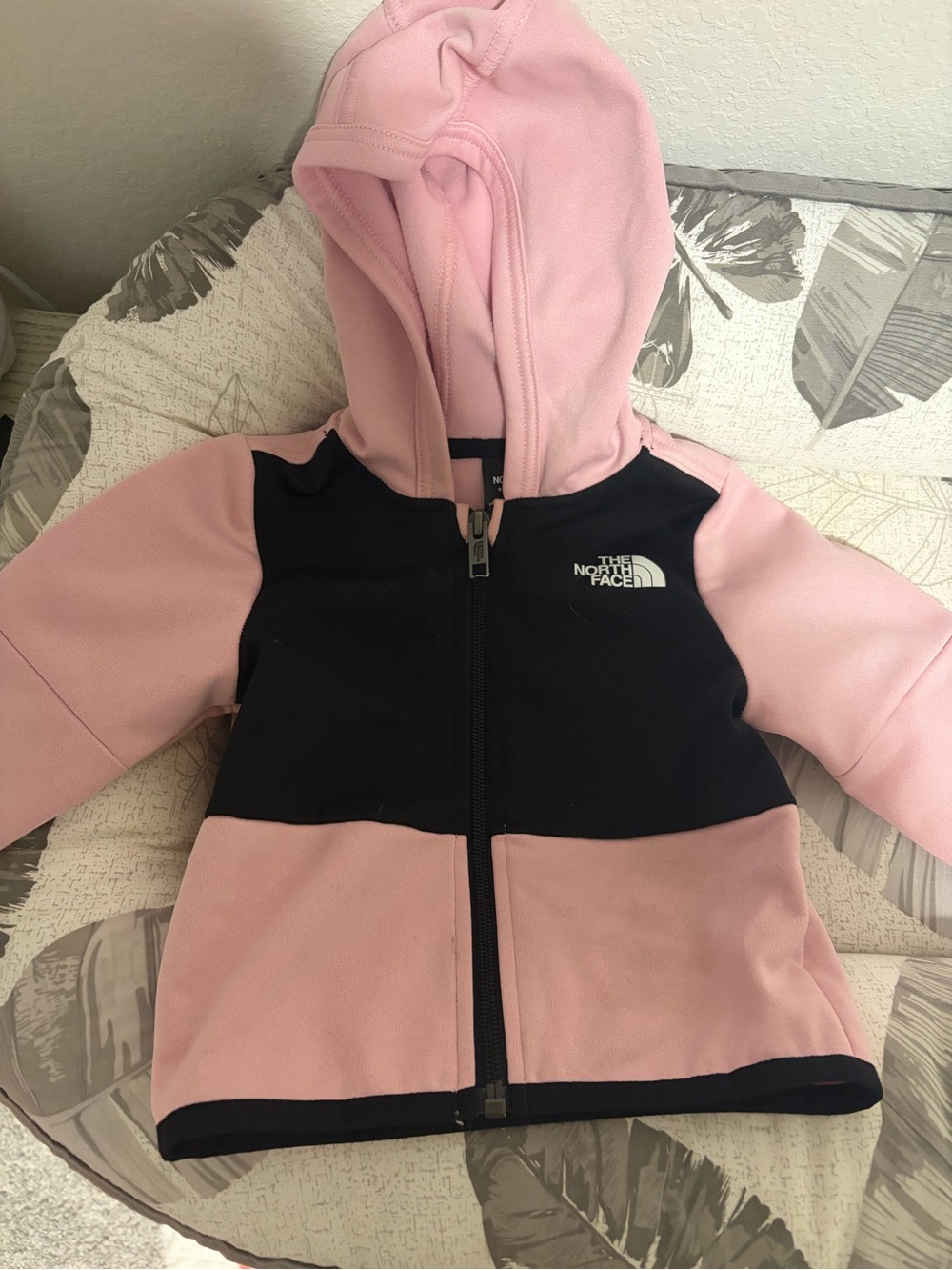 The North Face Kids' Pink and Black Hooded Zip Fleece Jacket and pants